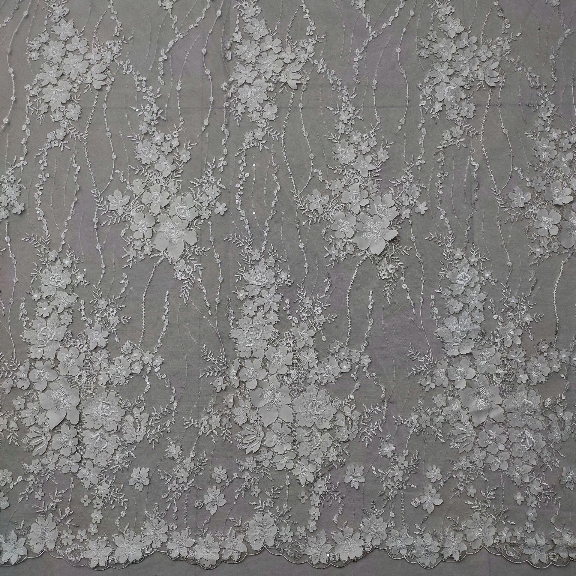 3D Floral Lace Princess Wedding Dresses With Detachable Train Long Sleeves Pretty Bridal Gowns Sheer Neckline Open Back Garden Flowers Vestido De Novi