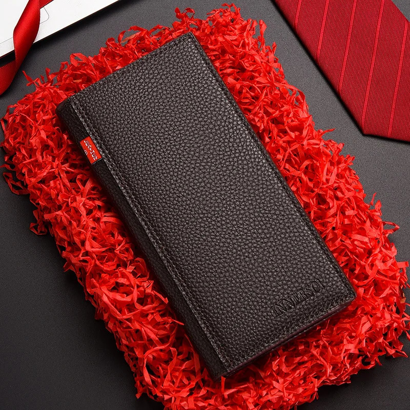 Wallet Mens Long Fashion Business Multifunctional Lychee Pattern Soft Leather For Men 250311