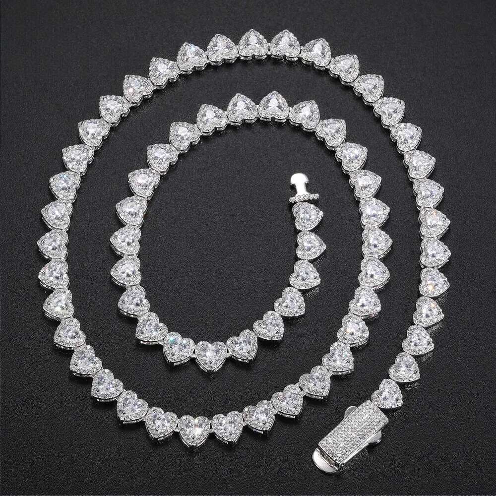 Hip Hop Jewelry Wholesale 7mm Sterg Sier Heart Cut VVS Moissanite Dia Iced Out Tennis Chain Necklace
