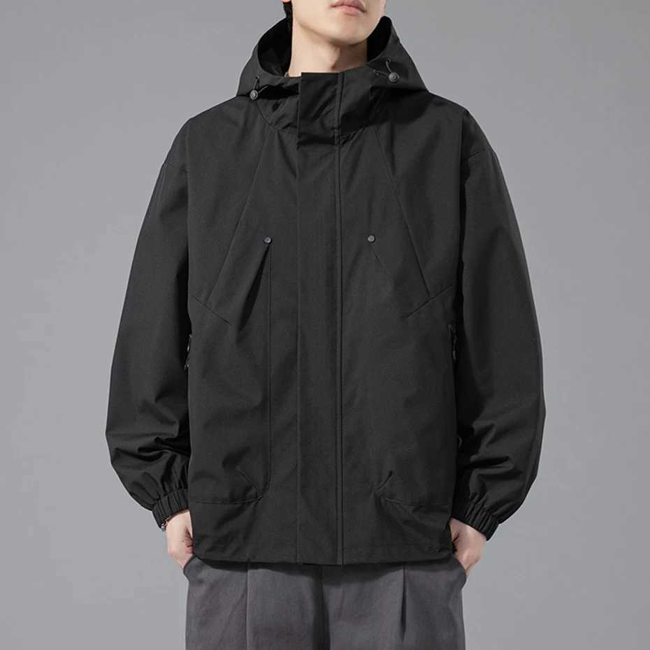 Men Jacket Trench Coats Windbreaker Oversize 6XL 7XL 8XL Plus Size Waterproof Black Bomber Camping Hooded Loose Thin SoftshellT250311