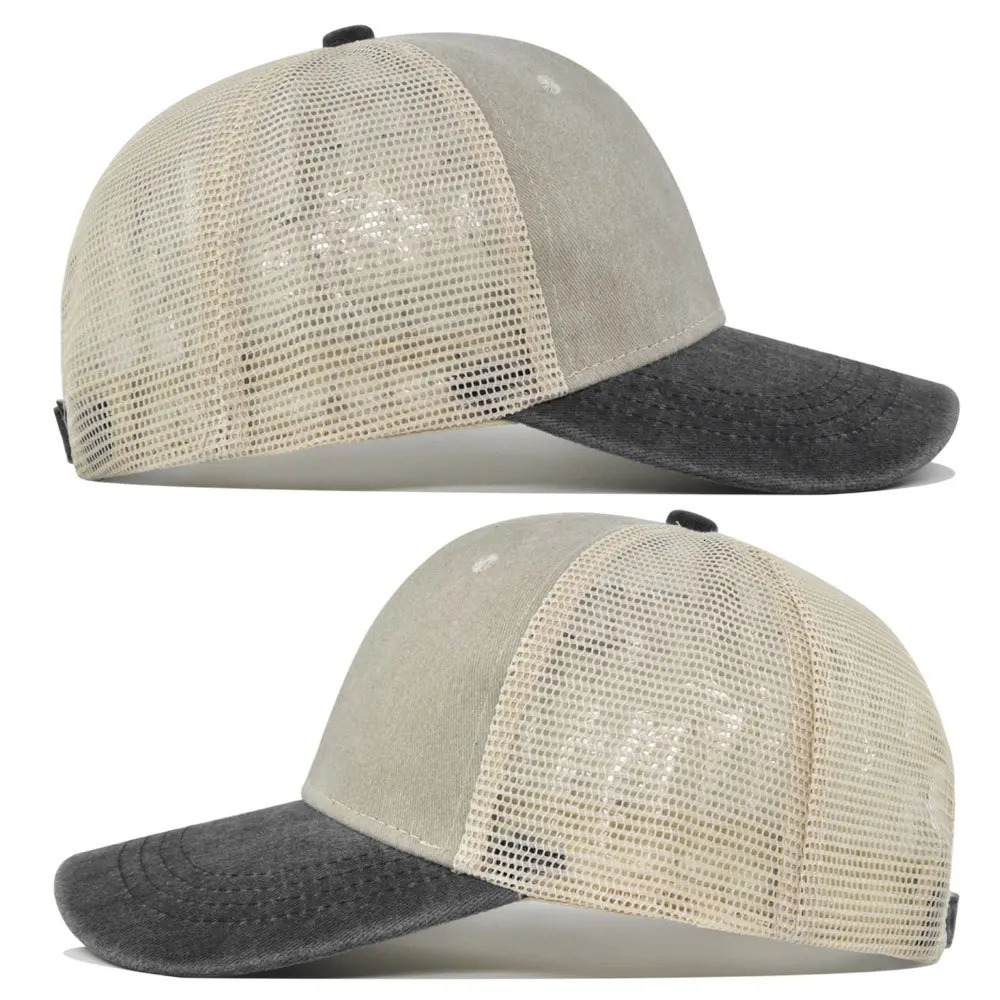 Retro Duotone Baseball Cap Men Women Washed Cotton Adjustable Casual Hip Hop Hat Mesh Breathable Streetwear Sun Visor Hats 250311