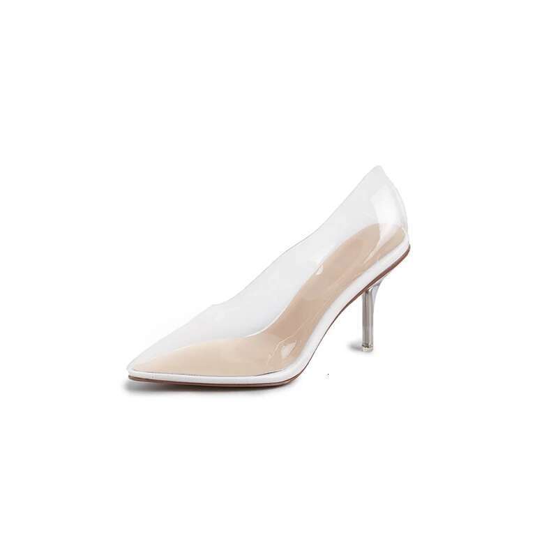 High Heel Kcenid Quality Transparent Perspex High Heels Sexy Ladies Pointed Toe Slip On Wedding Party Pumps Women Shoes