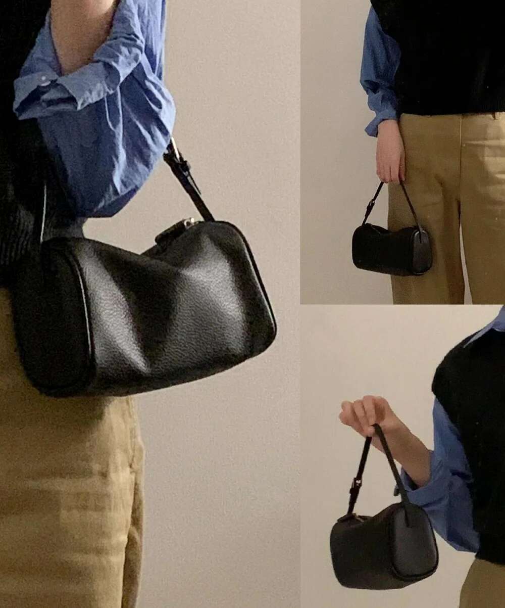 VIEE Women's Pencil Pillow Genuine Leather Underarm Hobo Bag Day Clutches Ladies Simple Design Mini Purse