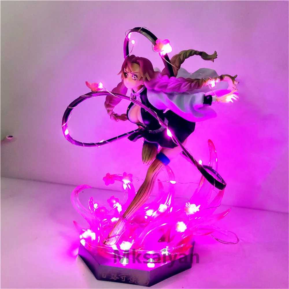 Anime Figures Demon Slayer Kanroji Mitsuri PVC Led DIY Toys Kimetsu no Yaiba 21cm Decor Bedroom Visual Night Light Action FigureXJ250311