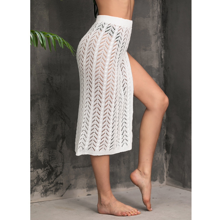 Women's Beach Sun Protection Hollow Out Perspective Sexy Strap Split Half Knitted Short Skirt