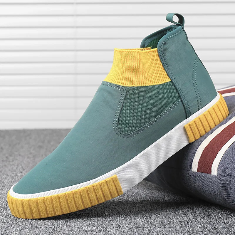 Fashion Loafer Shoes for Men High top Canvas Shoes Men Mocassin Vulcanized Shoes Men Slip on Casual Flats Sneakers 250310
