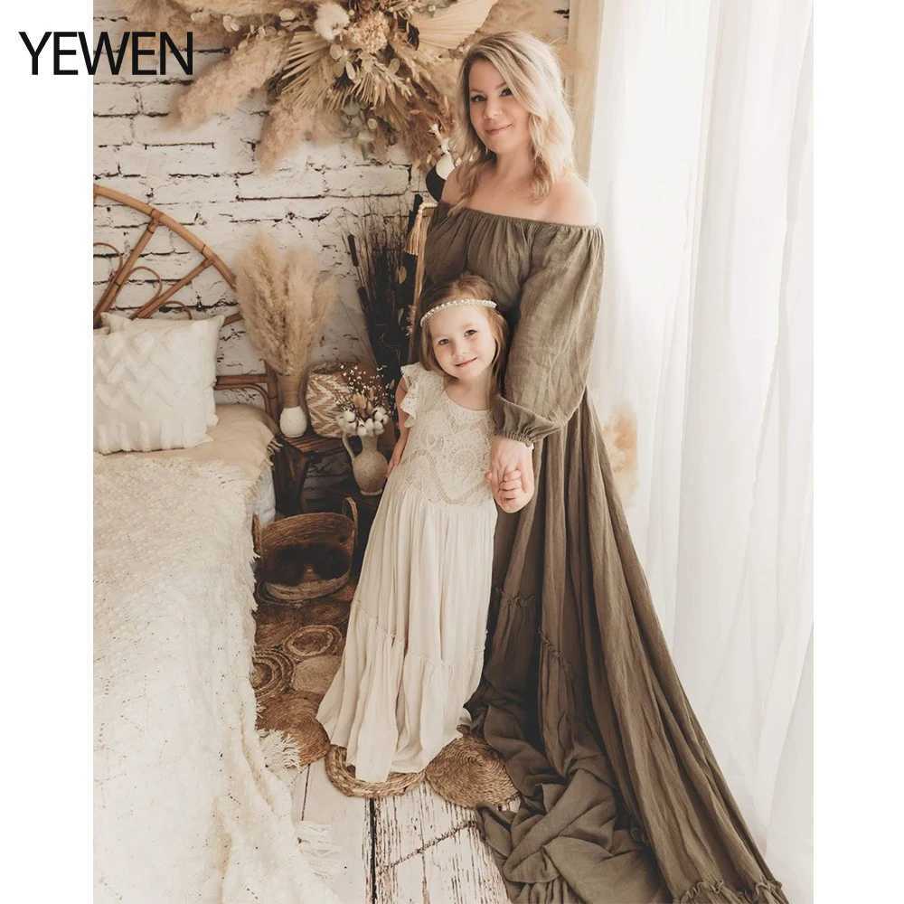 Off Shoulder Round Neck Full Sleeves Evening Dresses Photography Dresses for Baby Shower Dress for Pregnant Woman YD21812 X250224