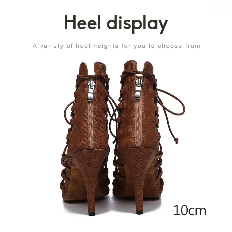 Women Sandals Sexy Stilettos Women's Latin Dance Shoes Salsa Dancing Girls Ankle Boots Ballroom High Heels