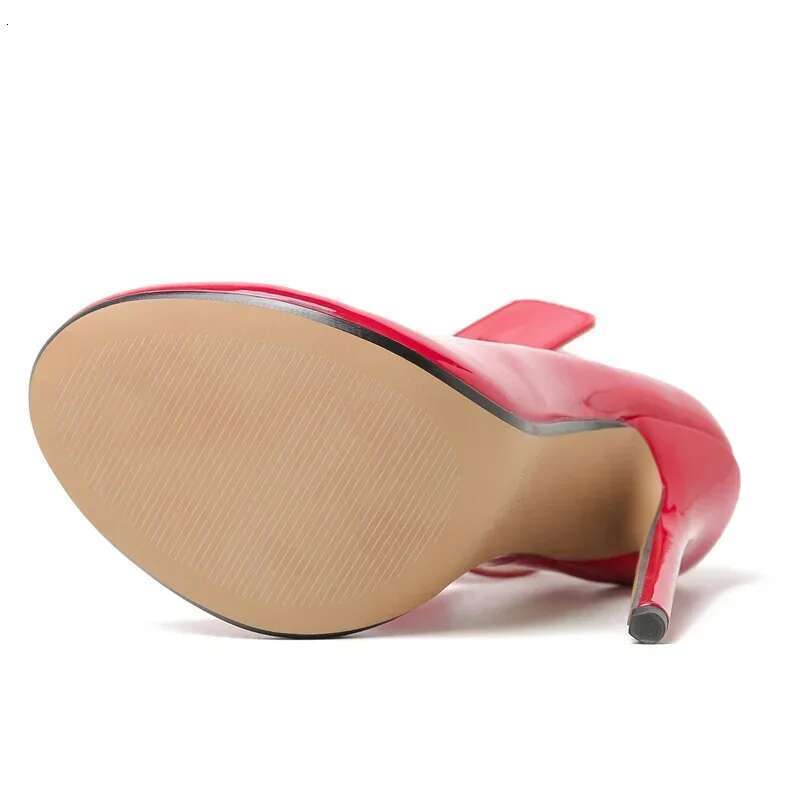 High Heel Crossdresser Sexy Stiletto Plus Padlock Atos Mujer Round Toe Ankle Strap Shoes Woman Cm Thin Heels Stripper Pumps