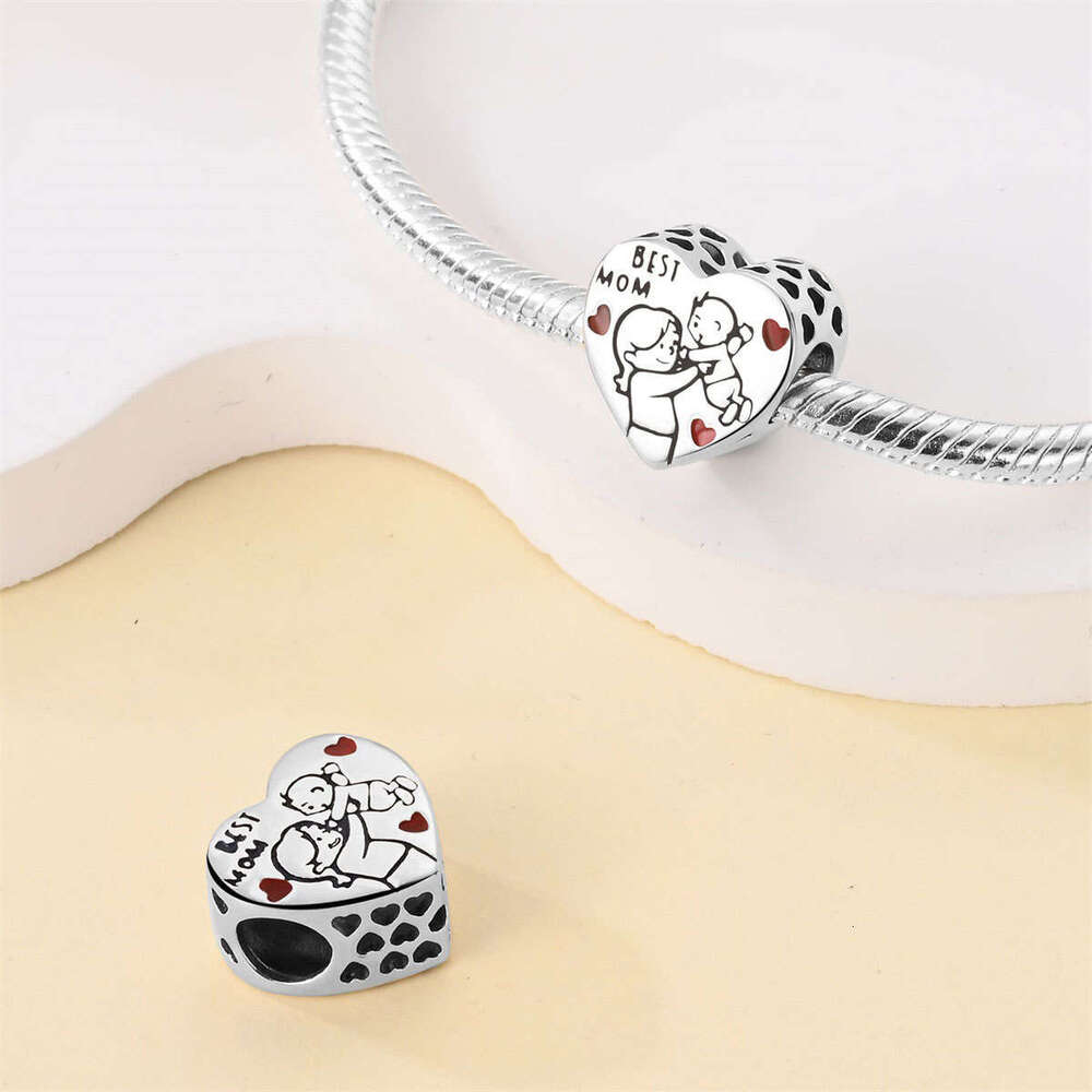 Hot Selling new 925 Sterling Silver heart charms accessories gratitude love blessings LOVE family string jewelry beads for women jewelry gift