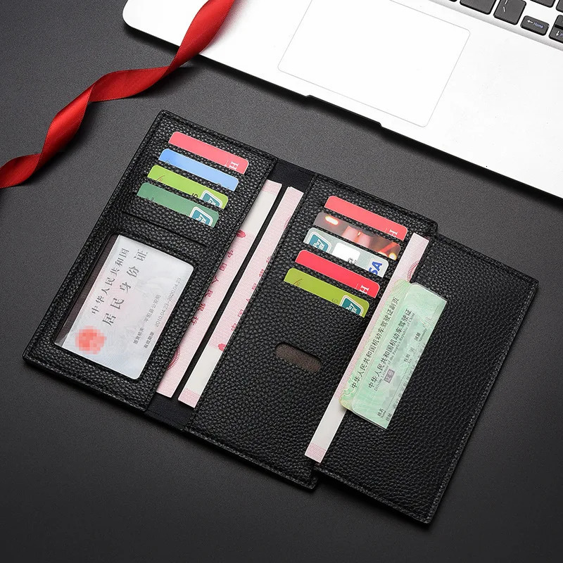 Wallet Mens Long Fashion Business Multifunctional Lychee Pattern Soft Leather For Men 250311