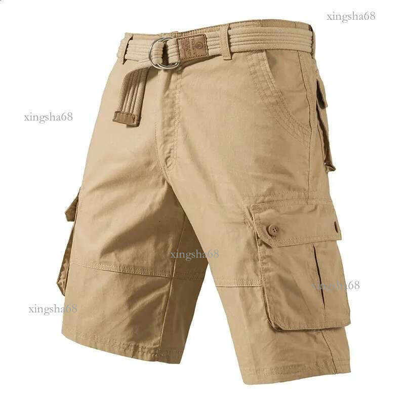 Cargo Knee Shorts Men Sports Casual Bermuda Plus Size Cotton Half Pants Golf Straight Running Gym 24