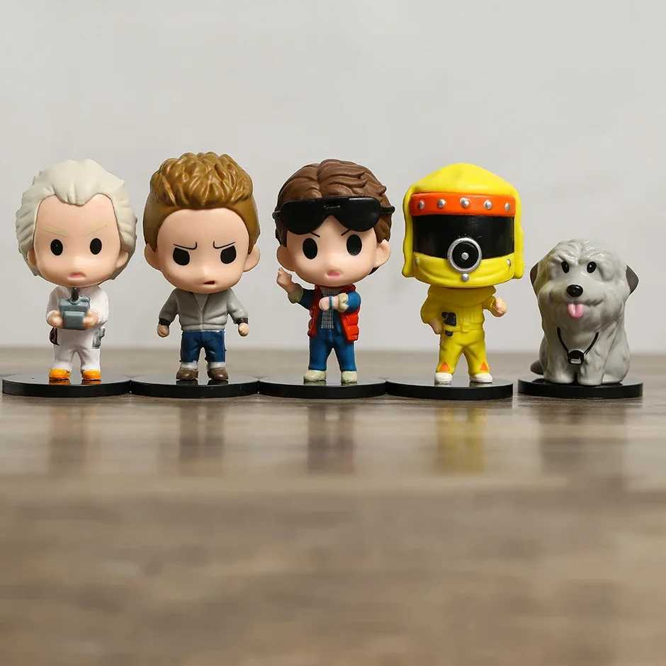 5 pieces/set back to the future March Brown Biff Dr. PVC digital model Q-version desktop doll decoration giftXJ250311