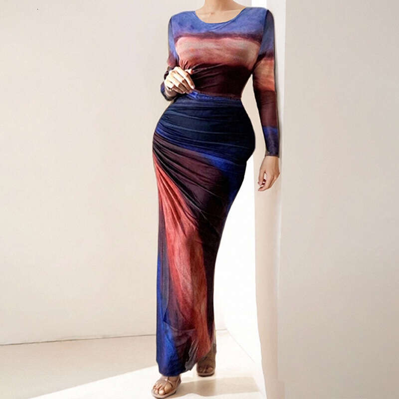 2025 Spring Women's Clothing Elegant And Sexy Slim Fit Waist Long Sleeve Dress KLMY