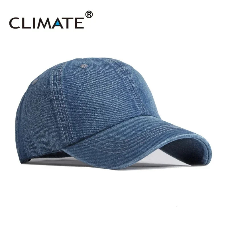 CLIMATE Mens Denim Baseball Cap Hat Blank Dad Caps Cool Casual Jeans Wear for Men 250311