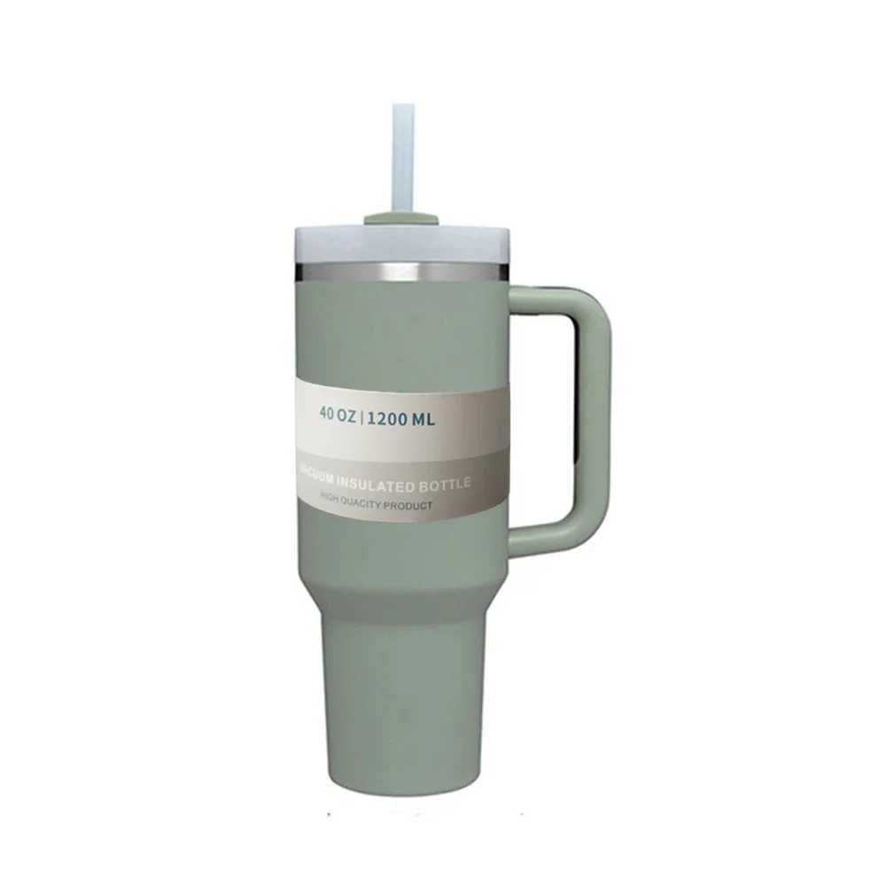 40oz Tumbler with Handle Straw Lid Thermos 40 oz Vacuum Insulated Coffee Mug Stanleies Steel Thermal Iced Travel Cup for CarT250311