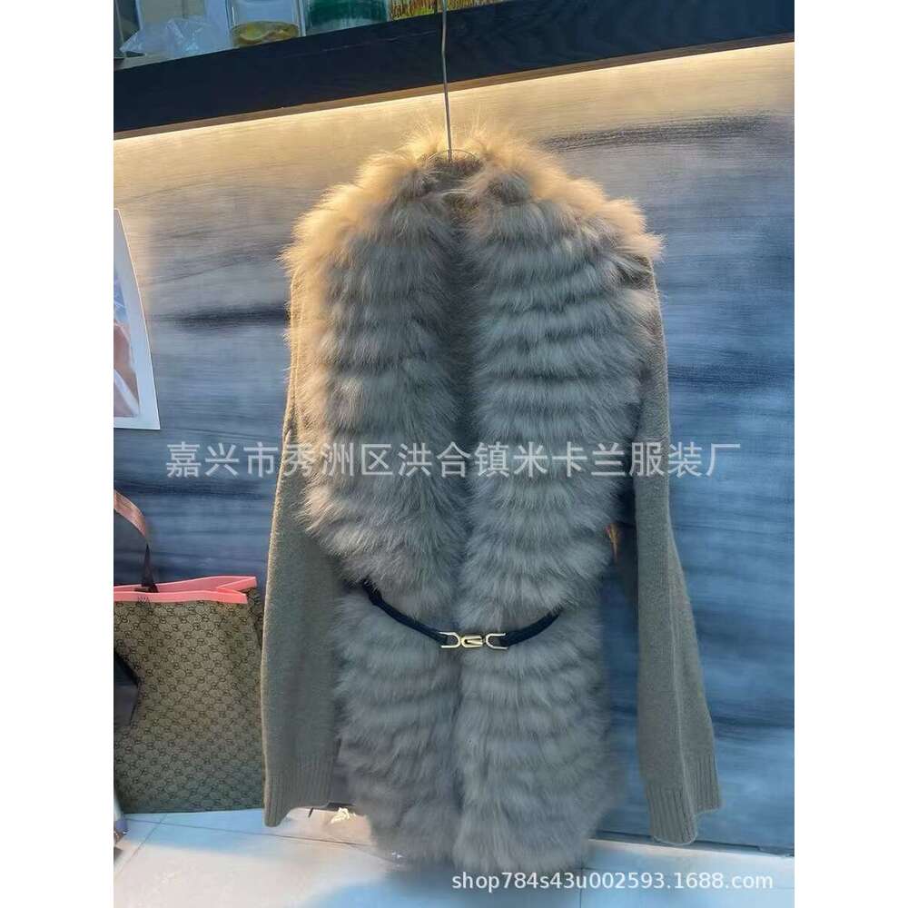 New Genuine Fox Women's Fur Cardigan Jacket, Knitted Sweater, Winter Fur, Spring And Autumn Goods Jacket