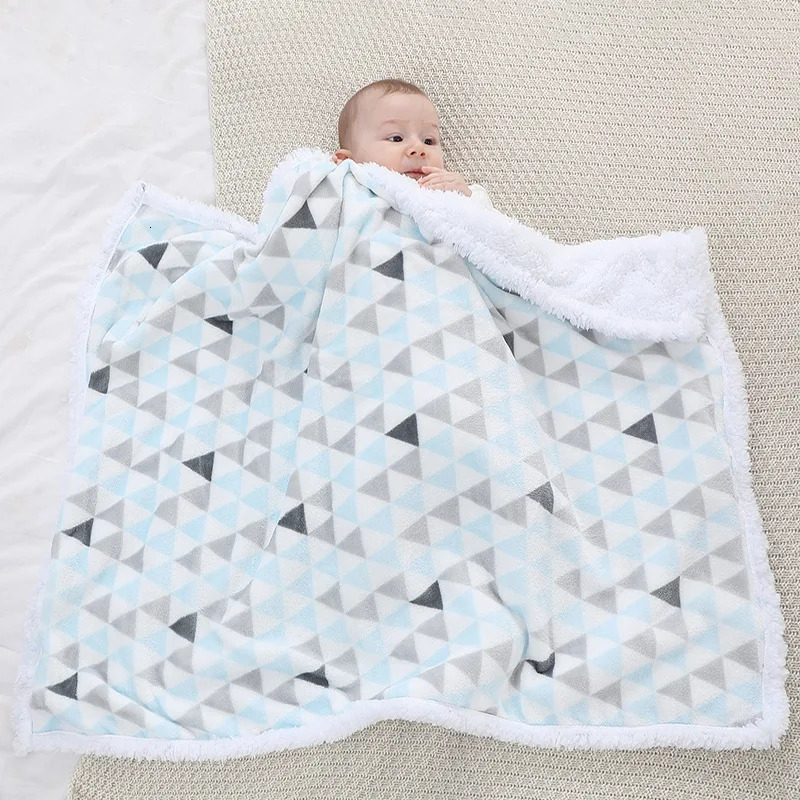 blanket Warm Fleece Thermal born Soft Stroller Sleep Cover Infant Bedding Swaddle Wrap Soft Washable Thick Blanket Quilt 250218