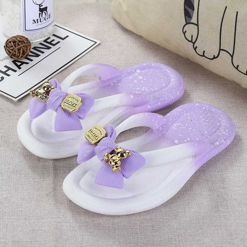 Anti slip summer flip flops for childrens shoes girls sandals flat bottomed flip flops beach cartoon dolls candy colorsT250311