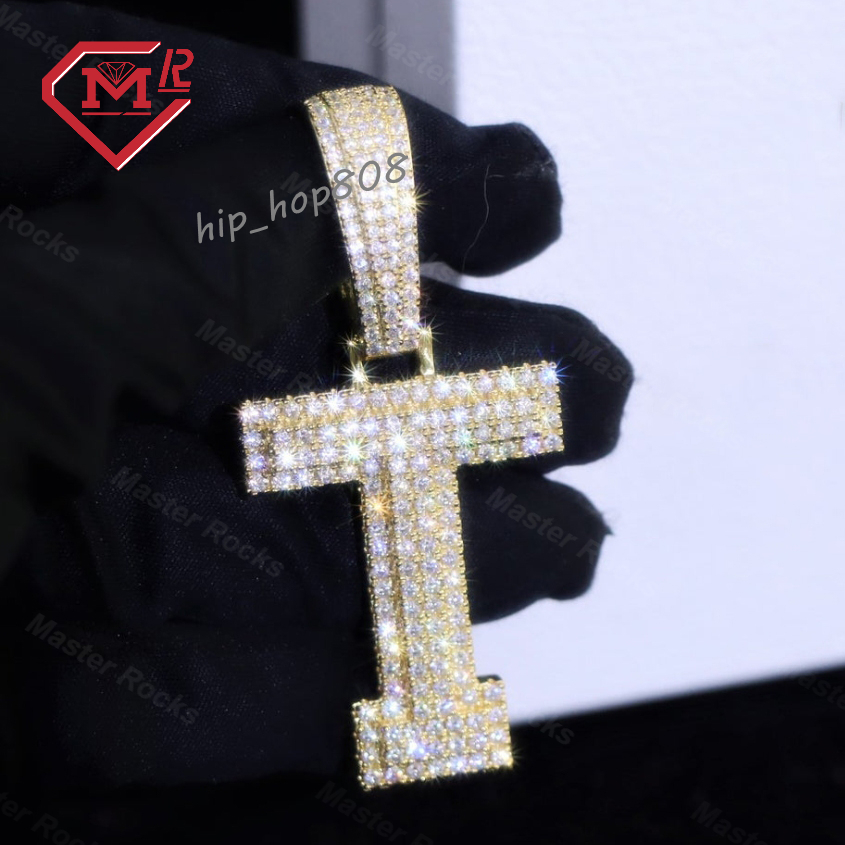 Wholesale VVS Initial Letter Pendant Sterling Silver 925 Iced Out Moissanite Diamond Initial Pendants Hip Hop