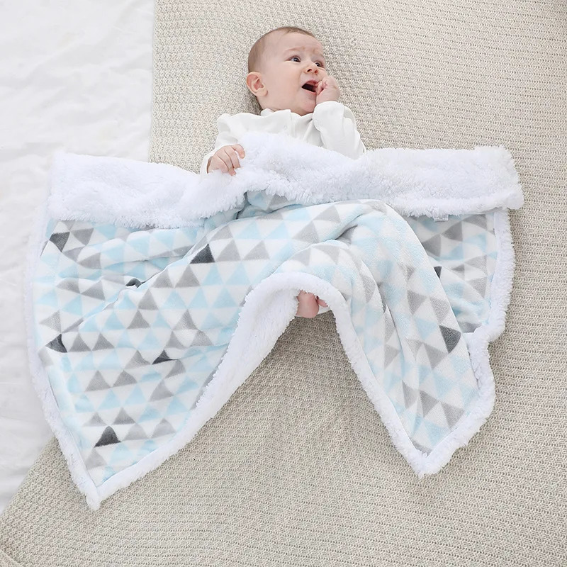 blanket Warm Fleece Thermal born Soft Stroller Sleep Cover Infant Bedding Swaddle Wrap Soft Washable Thick Blanket Quilt 250218