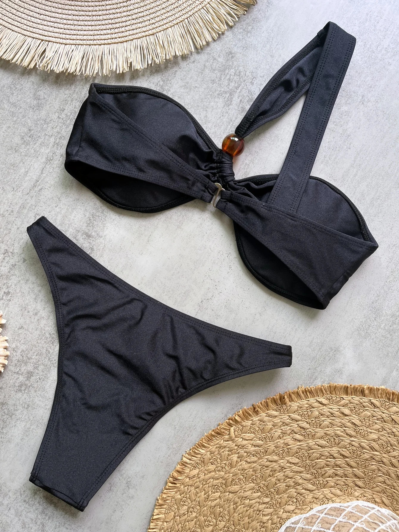 sexy bikini solid swimsuit womens push up beach Brazilian swimming pool 250310