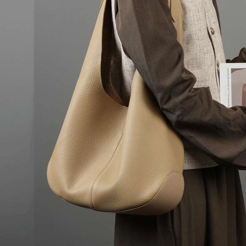 Toptrends Real 100% Genuine Leather Underarm Shoulder Bags For Women New 2024 Trend Designer Large Capacity Tote Ladies Handbags