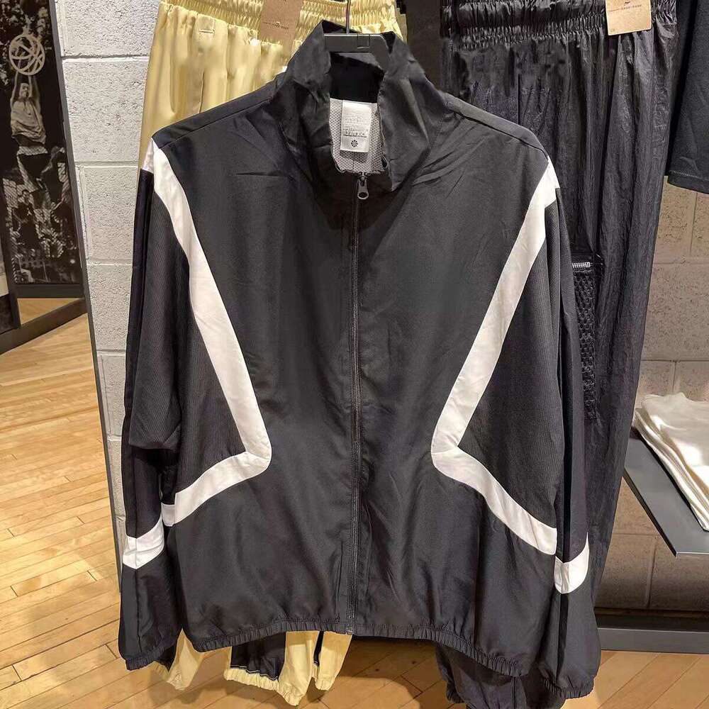 European and American trendy brand splicing color blocked half chest zipper windbreaker embroidery 1.1
