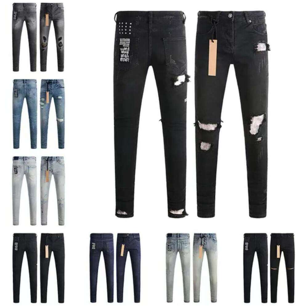 subi designerjeans Lo ose waist ripped high street Jeans retro paint Spot patch hole denim Streetwear silm Feet Micro Elastic Ksubis jeans pants