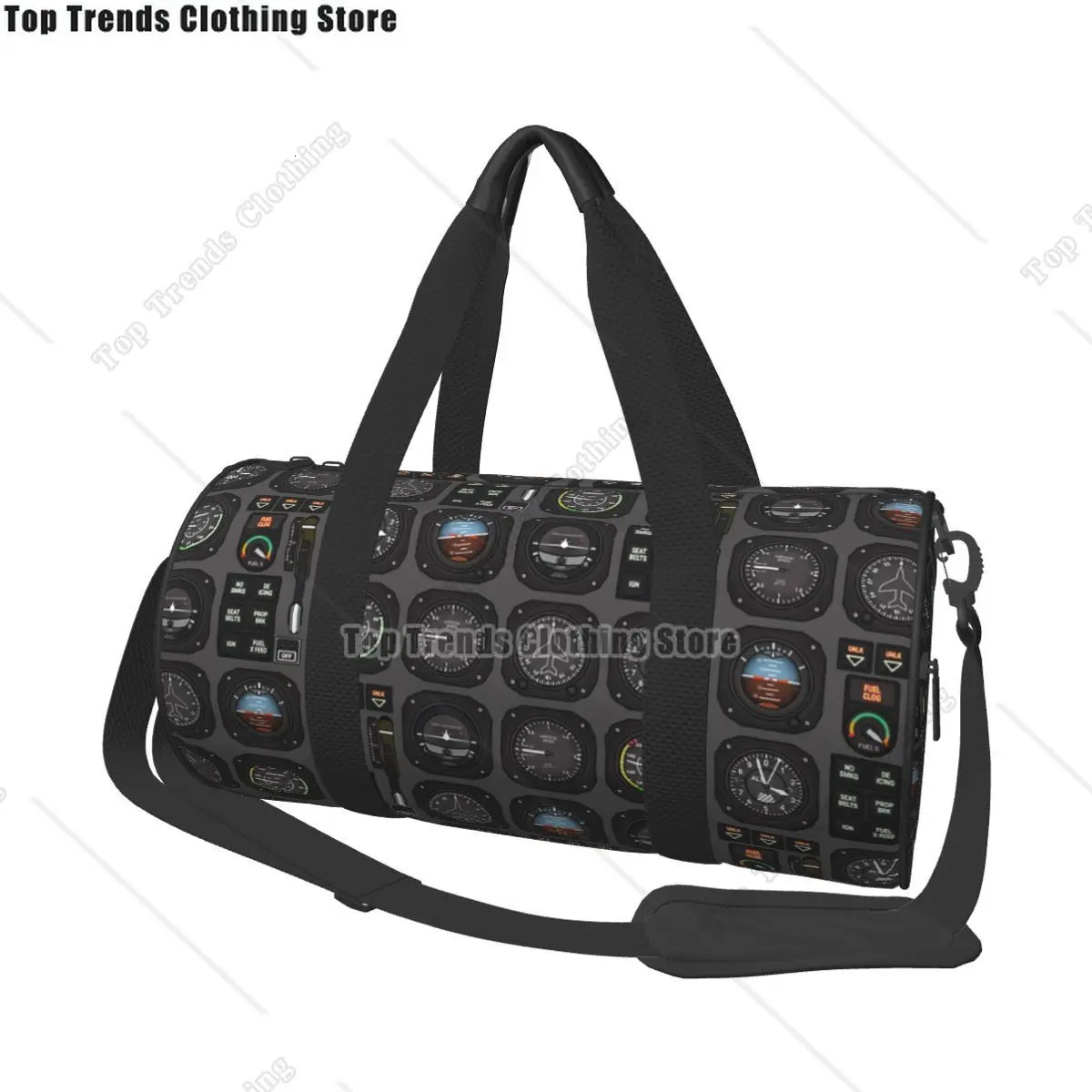 Pilot Flight Instruments Travel Bags Men Fitness Handbag Cylinder Shoulder Bag Women Large Tote Luggage Gym Handbags 250311