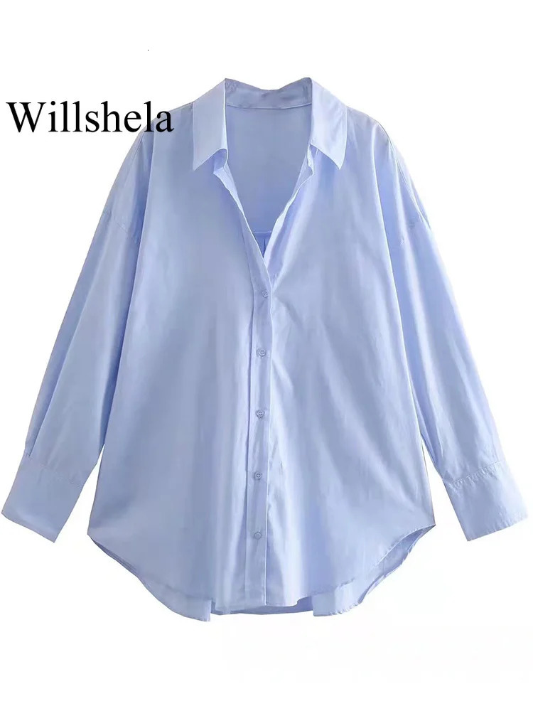 Willshela Womens Fashion Single Chest Shirt Retro Collar Long Sleeve 250311