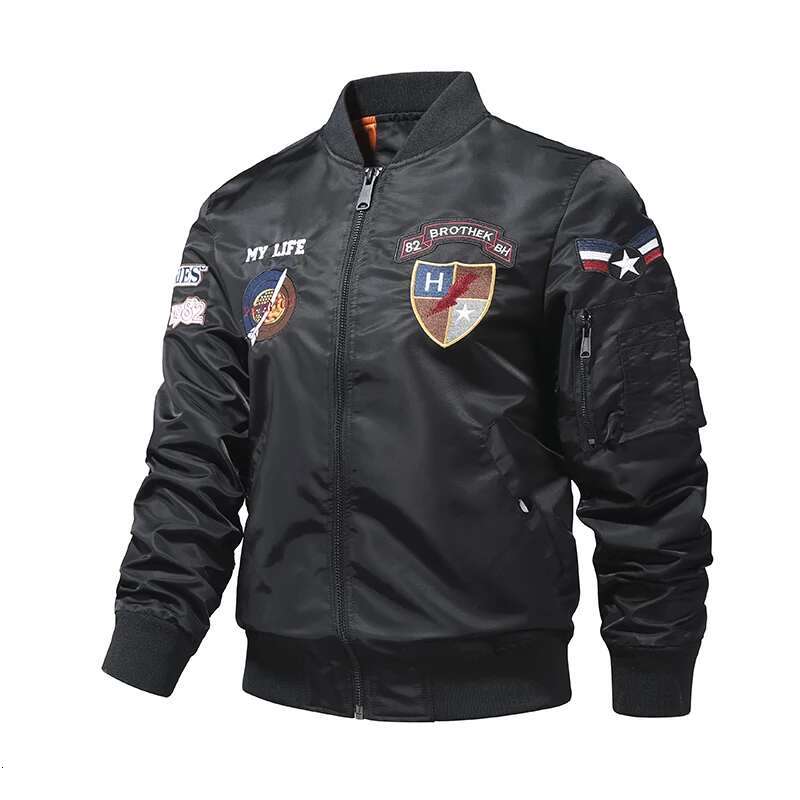 Ma-1 American Style Work Pilot Men's Autumn/Winter Thickened Baseball Jacket, Trendy,Men's Helicopter Embroidered Jacket