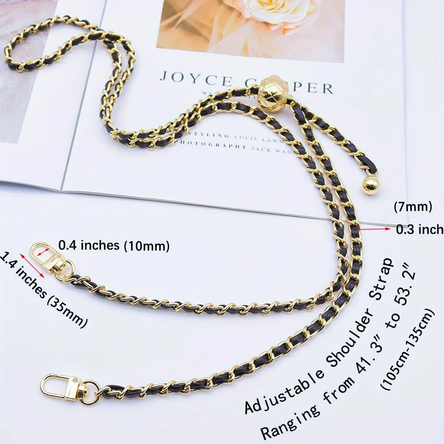 Adjustable wallet chain 47 inch metal bag with replacing shoulder cross handbag 250311