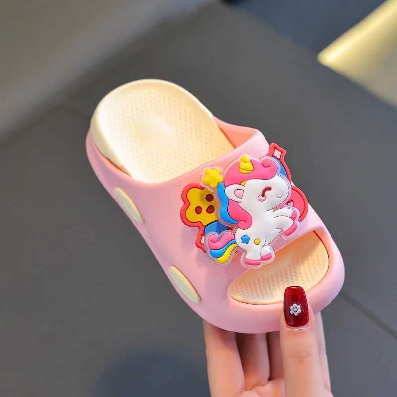 Rainbow Horse Childrens Slippers New Summer Sandals Indoor Home Bath Non-Slip Girls Children Baby Sandals SlippersT250311