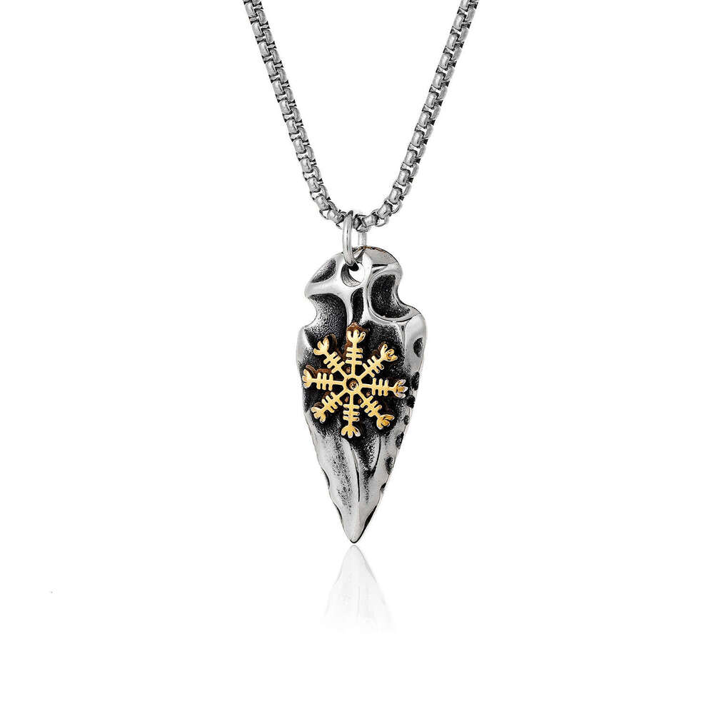 Live Nordic Triangle Shield Compass Pendant Viking Character Necklace