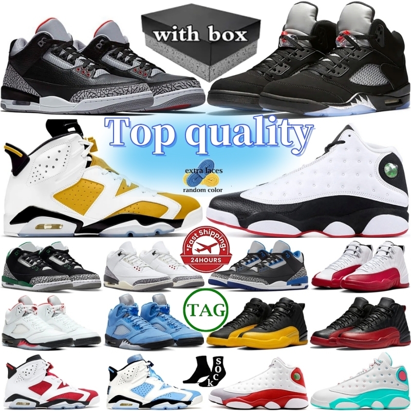 With box Designer 3s 5s 6s 12s 13s basketball shoes for men women Black Cat Military Sail Cement Thunder White Oreo Cool Grey Red Bred Sneakers Blue University