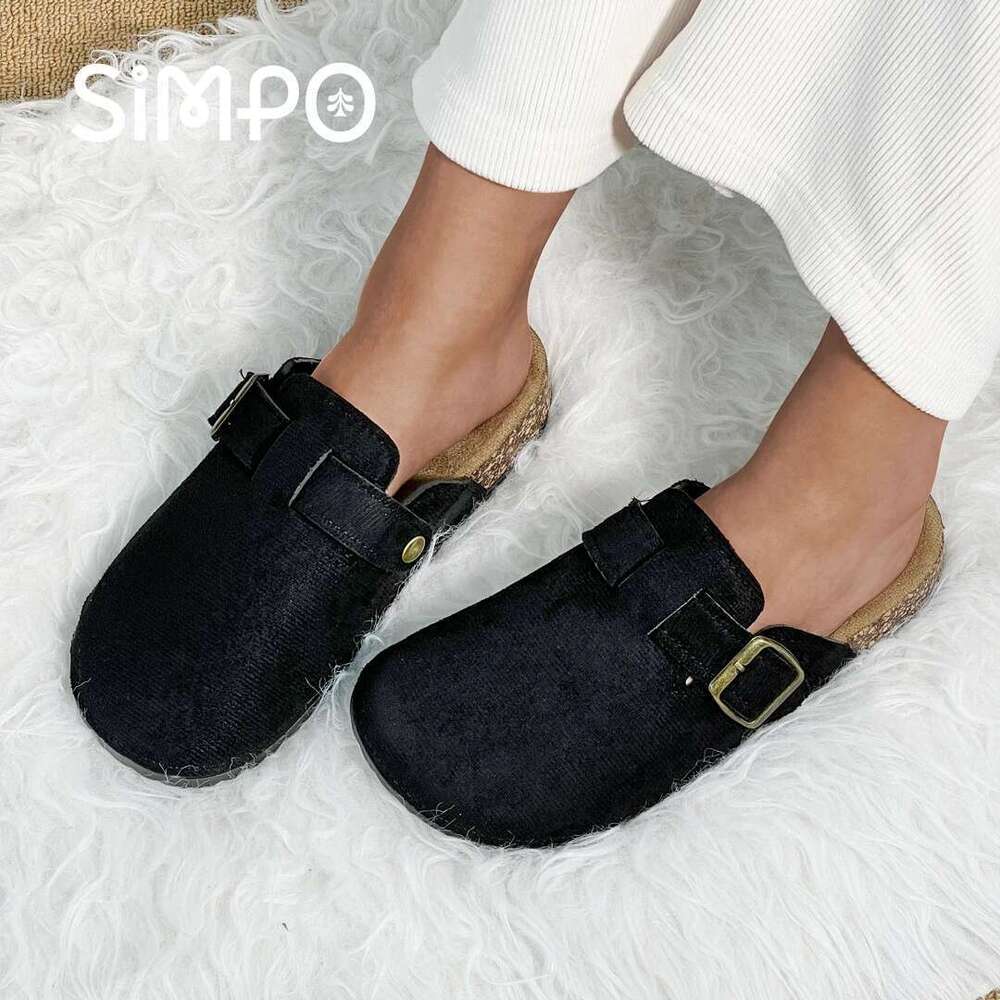 Men's Women And Outdoor Slides Casual Closed Toe Sandals For Adults Flannel Upper Fashion Slippers Non-slip Slip-on All Season
