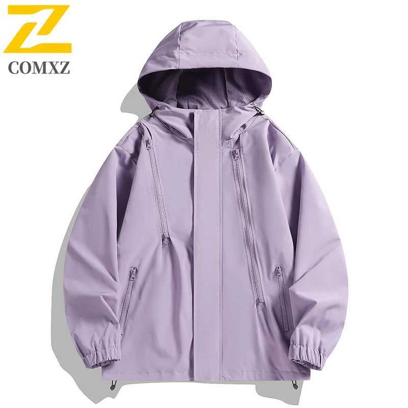 2025 New Full Zip Design Windbreaker Jacket Men Women Waterproof Jacket Male Autumn Casual Outdoor Camping Riding Hooded CoatT250311