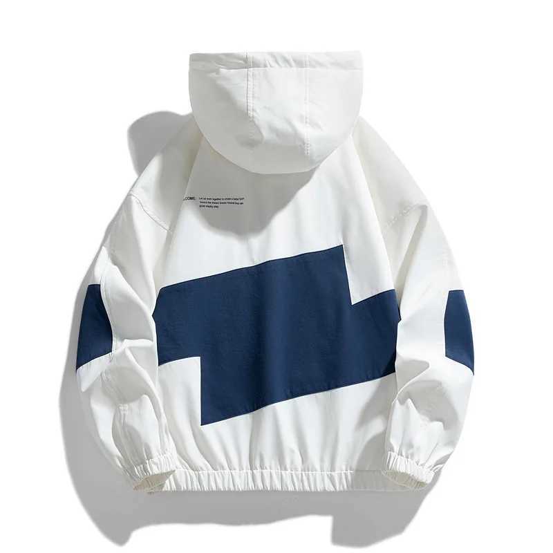 Mens Zipper Hooded Fleece Sweater Breathable Windproof Windbreaker Spring Autumn New Fashion Hooded Jacket 5XLT250311