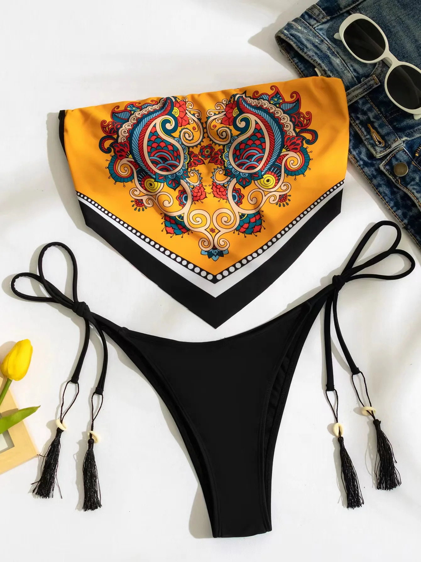 Sexy Bikini Women Print Brazilian Set Halter Backless Swimsuit Swim Wear Dot bikini female 250310