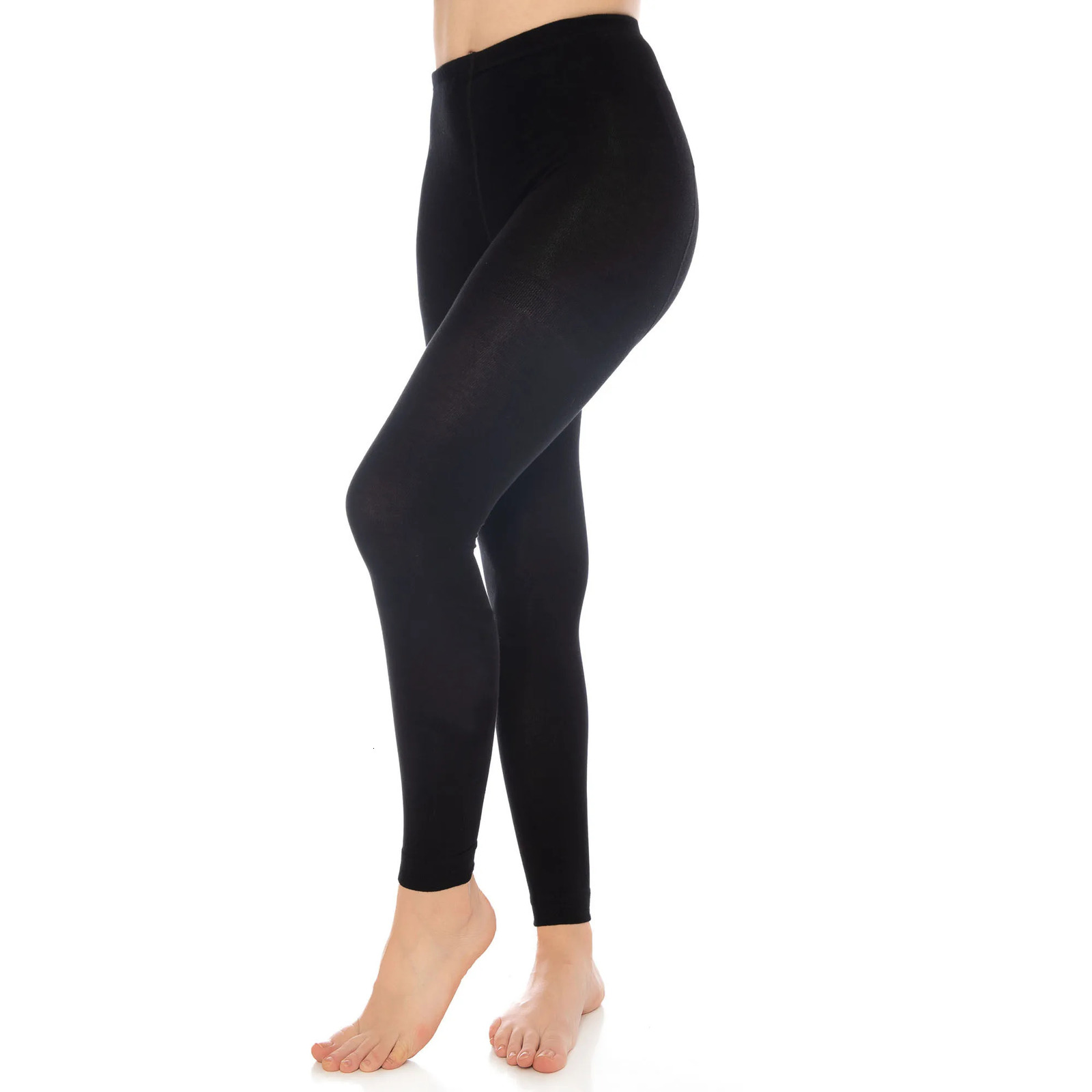 Black Thermal Leggings for Women Microfiber Soft Stretchy Full Legging 250310
