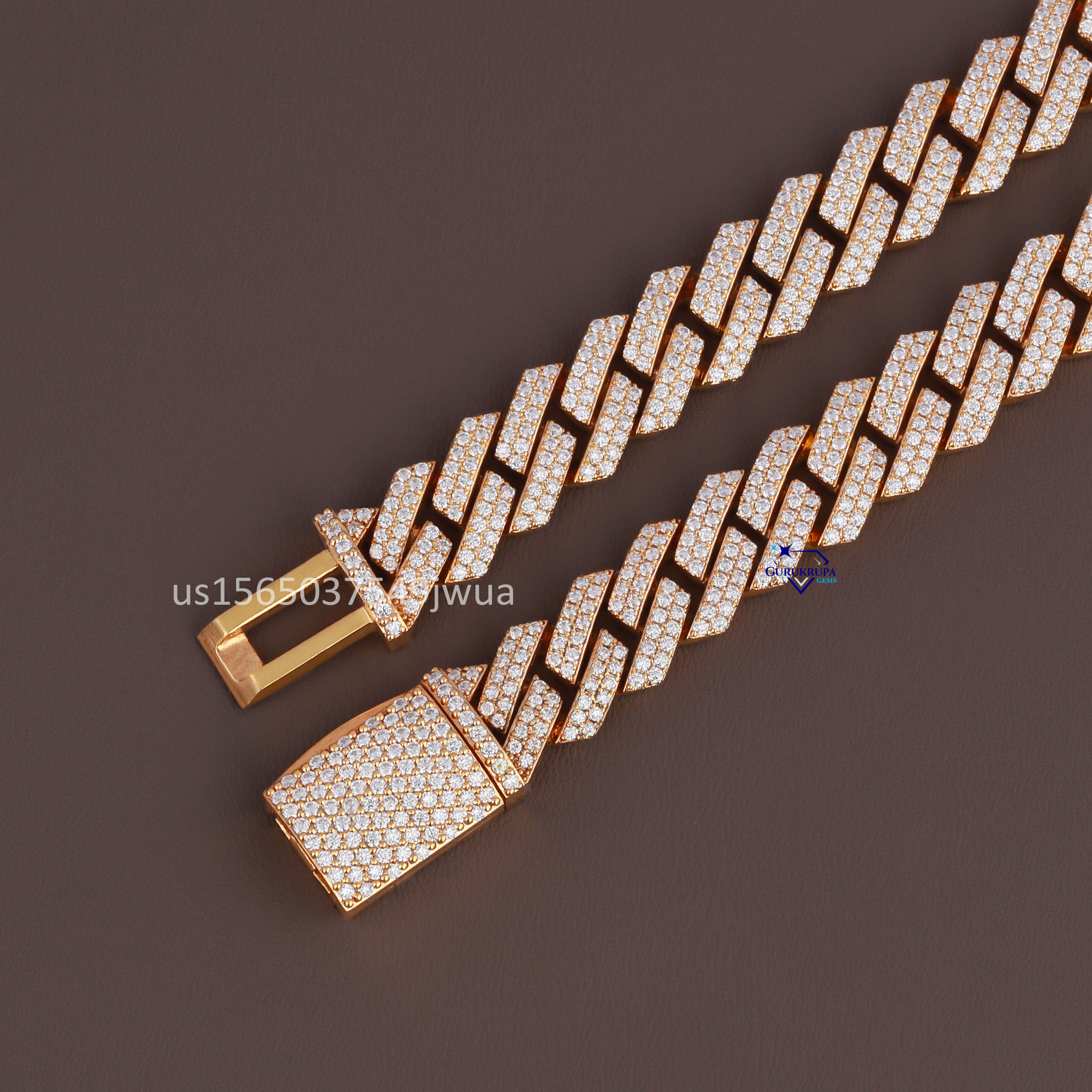 Fashionable Iced Out 14KT Solid Yellow Gold Jewelry Moissanite Dia Cuban Chain Men Necklace for Women