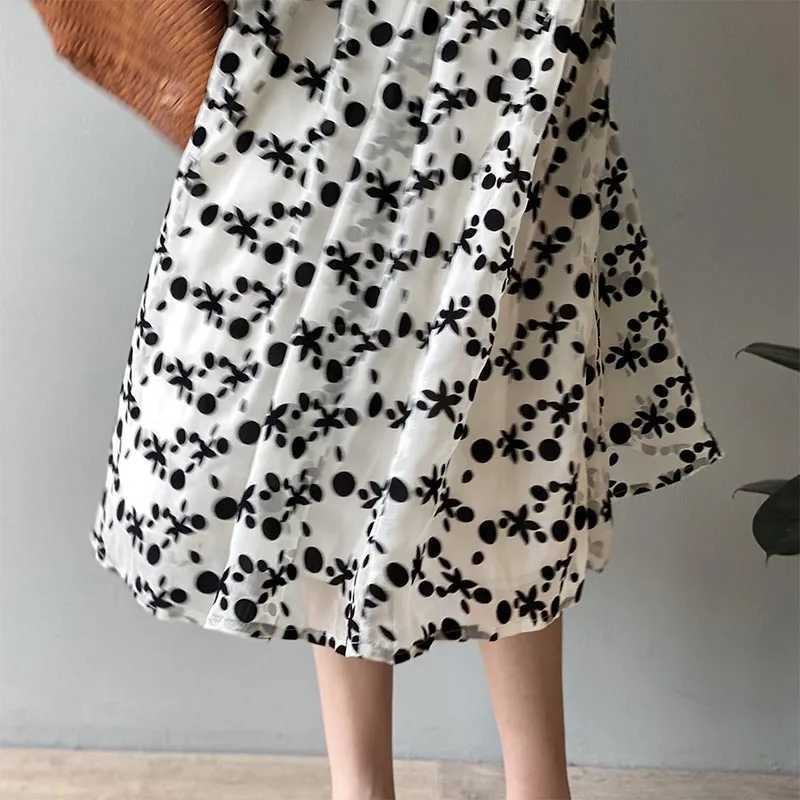 Fashion Summer Maternity Puff Sleeve Loose Chiffon A-line Dress High Waist O-Neck Pregnant Woman Lightweight Ball Gown DressT250311