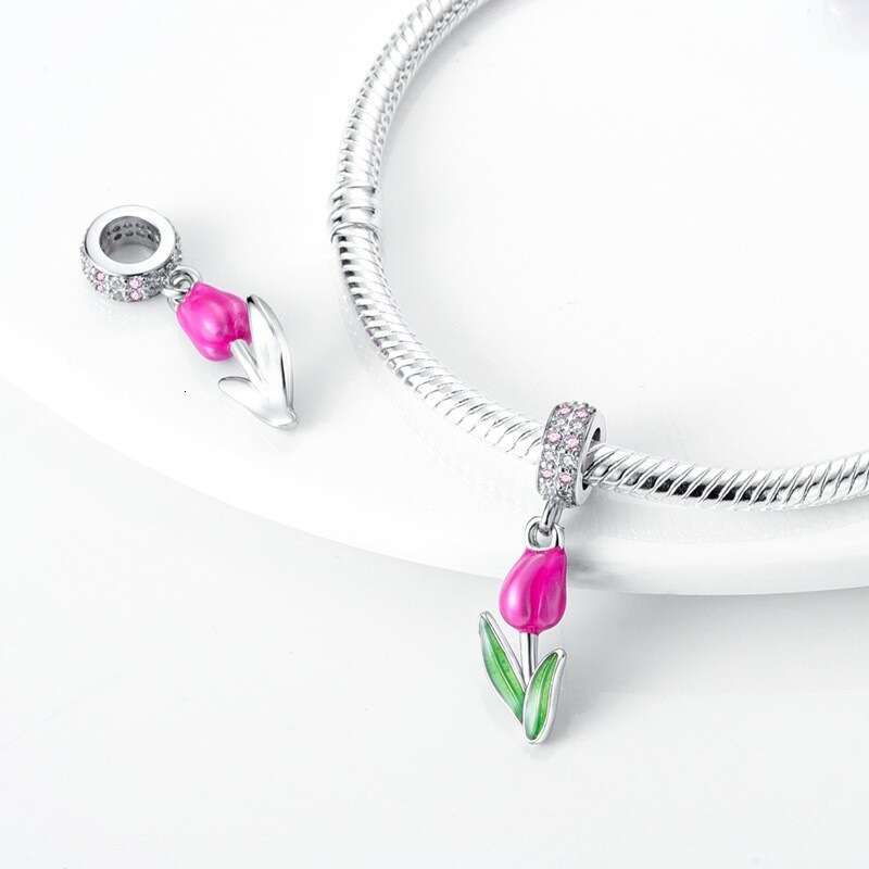 925 Sterling silver Plant Series Flower Charms beads Pendant DIY Accessories fit Bead Bracelet Necklace Making for women jewelry gift