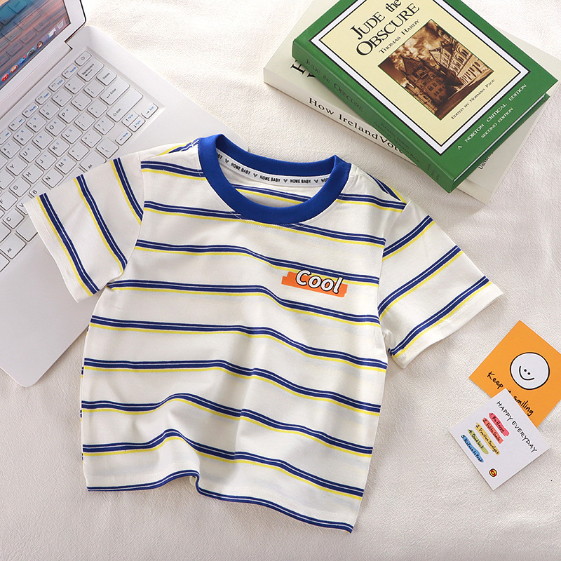 Ddmyshoesvip New Children S Wear Short Sleeved T Shirt Made Of Pure Cotton Class A Boys Summer Mid Size Striped Half Sleeves