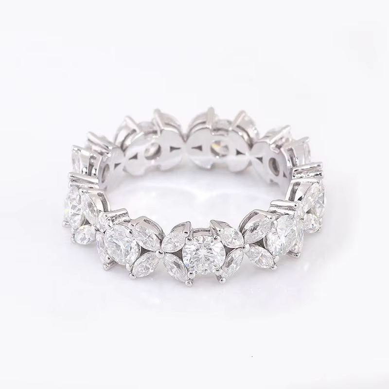 Top Sales Fine Jewelry 14K Gold Wedding Ring Marquise Cut Custom VVS Moissanite Unique Design Rings for Women for Gift