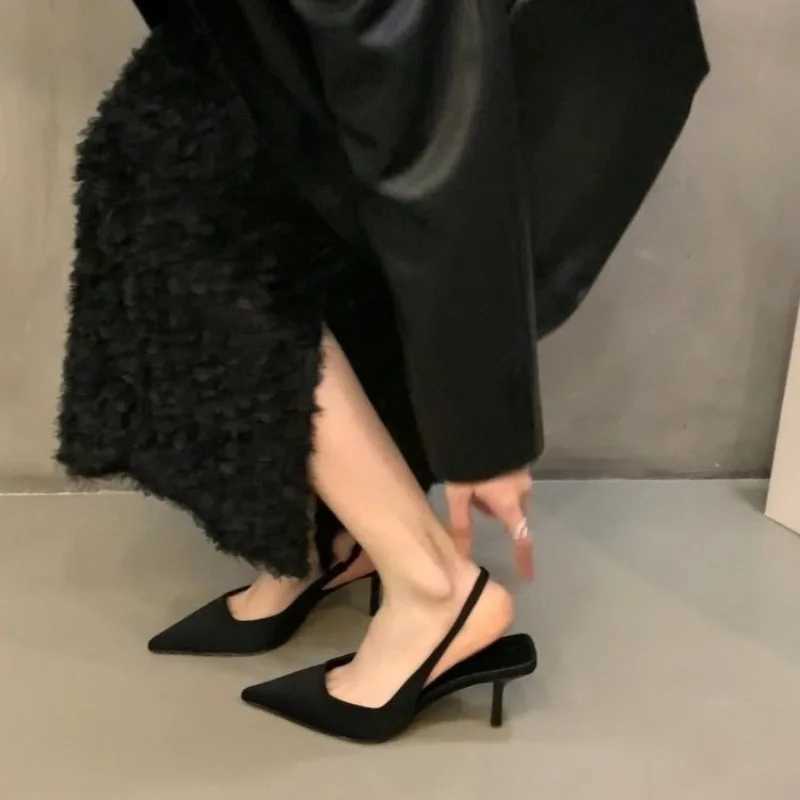 New Ladies Shoes 2024 Quality Slip On Wens Hot Pumps Autumn Pointed Toe Solid Fashion Shallow Mouth High H Z250311
