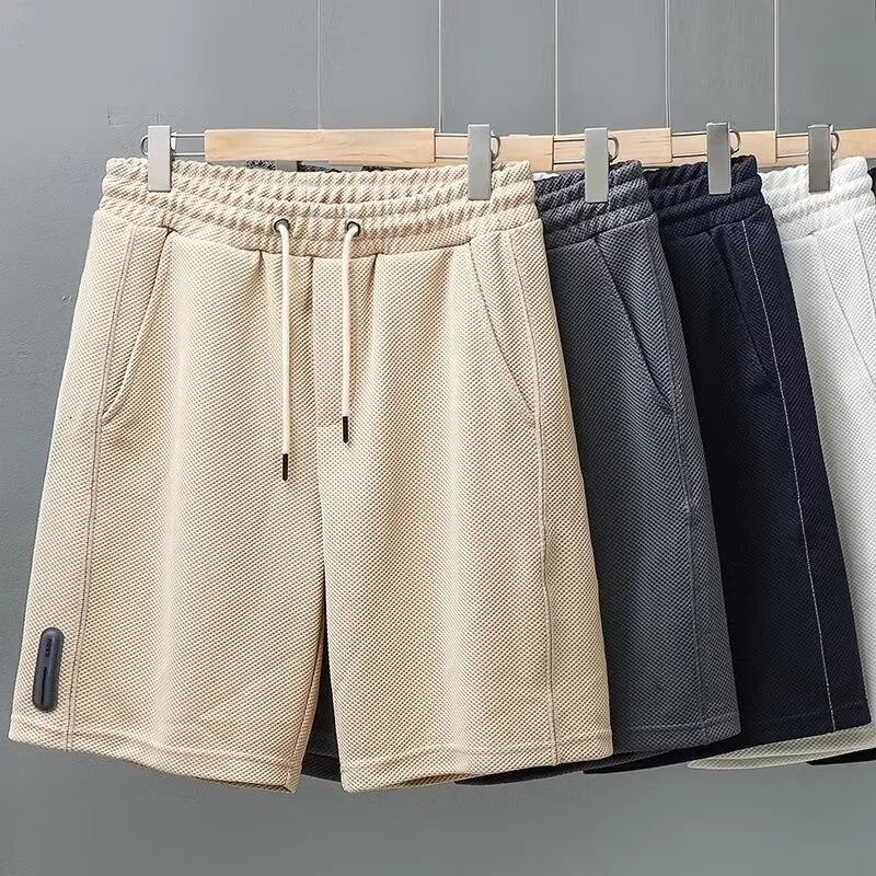 Summer Mens Waffle Y2K Shorts Korean Fashion Drawstring Baggy Short Pants Fitness Breathable Streetwear Gym Bermuda 250310