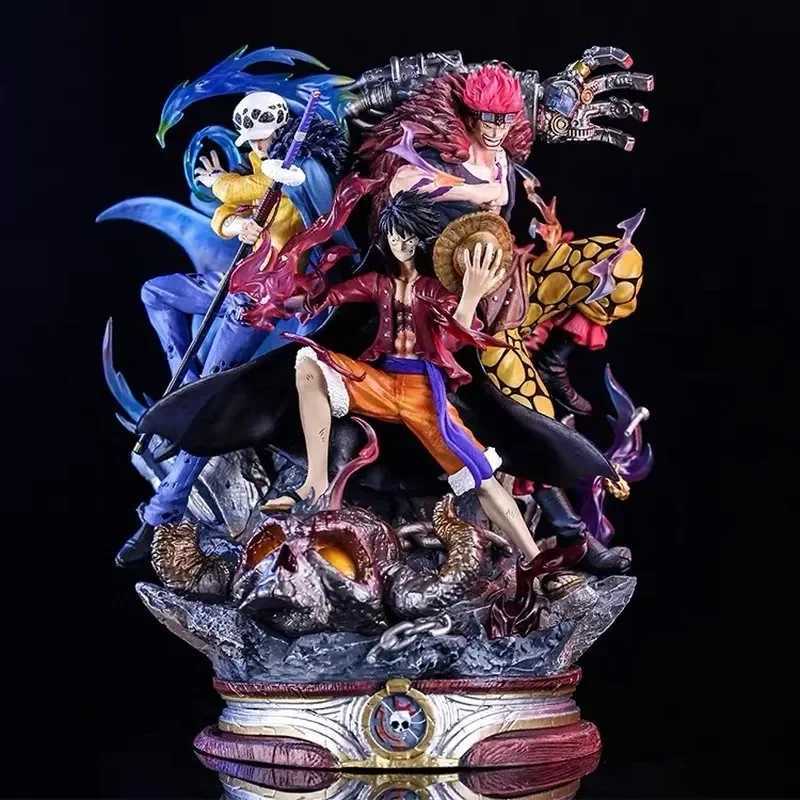 24cm One Piece LX Luffy Trafalgar L Eustass Kid Three Captains Anime Figures Statue Toy Desktop Decoration Model Holiday GiftsXJ250311