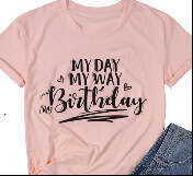 Women's top e-commerce birthday printed color cotton t-shirt 2025 temperament versatile new trend clothing ins